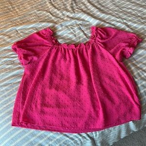 Pink ruffled square neck blouse size 2X